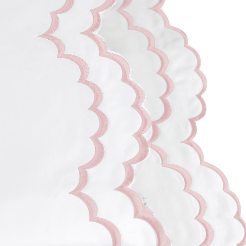 Ensemble de draps 100% coton 300 fils Bara, Rose et blanc, Ensemble de draps très grand californien avec 2 t