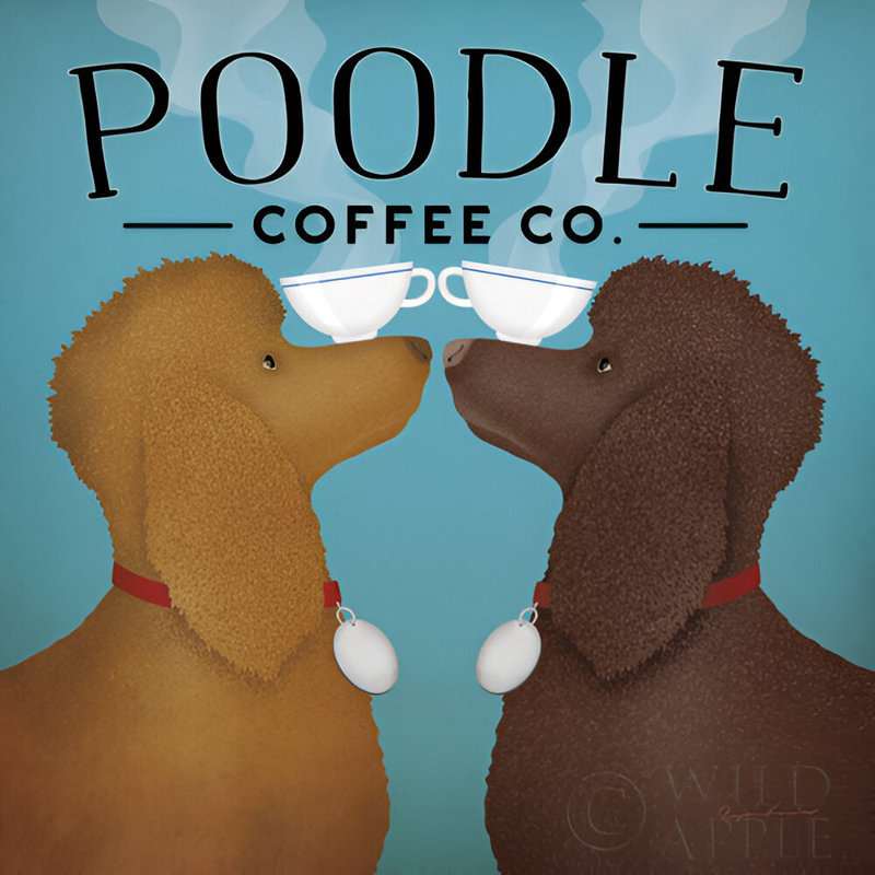 «Double Poodle Coffee Co» par Ryan Fowler, reproduction d'art sur toile tendue, H 24 po x l 24 po