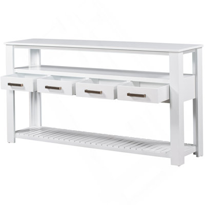 62.2'' Modern Console Table Sofa Table for Living Room with 4 Drawers and 2 Shelves