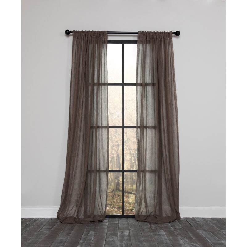 Belarmino Semi Sheer Curtain Single Panel, 54" x 108", Coffee