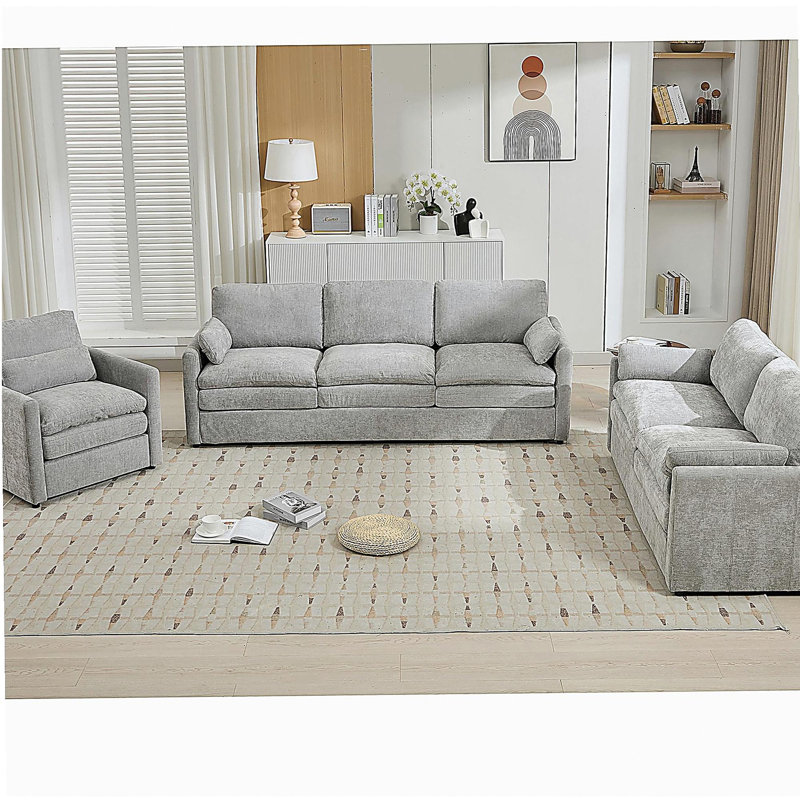 Ensemble de canapé en tissu Comfort, très grand canapé Comfort Cloud, ensemble de canapé double coussin, canapé de salon à coussin moelleux, gris clair