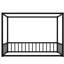 Structure de lit simple en fer noir avec clôture à multiples facettes, surmatelas, stable pour toute structure de surface, garde-corps de style clôture, conception tridimensionnelle, assemblage simple dans la chambre à coucher
