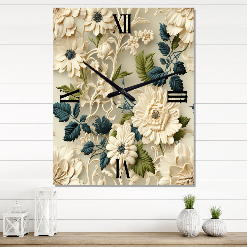 Janitha - Horloge murale rétro florale, Moyen