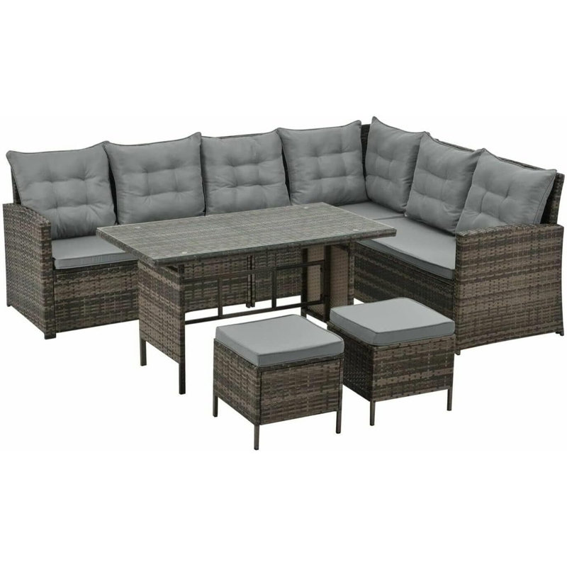 Annaise 8 - Person Garden Lounge Set with Cushions, Brown