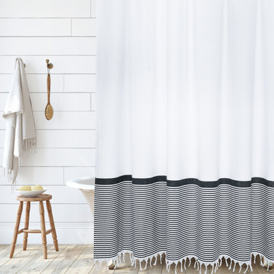Rideau de douche simple à rayures 100% coton Makson