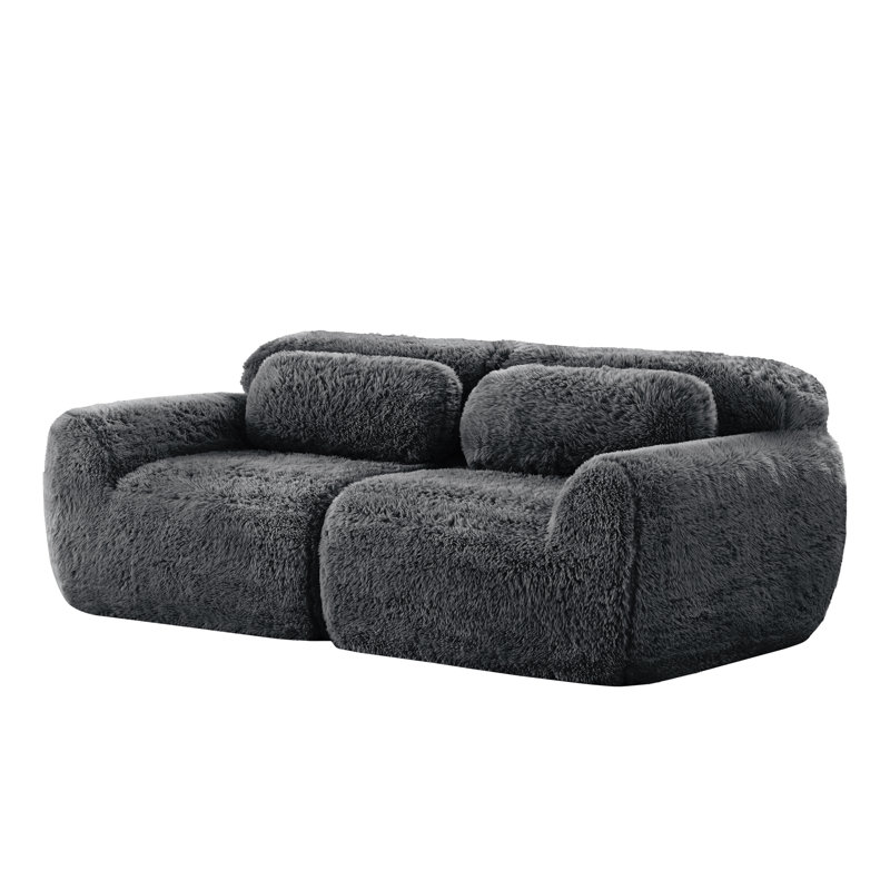 Canapé Boneless Fluffy Plush, H 28,7 po x l 80,4 po x P 40,9 po, 2, Gris foncé