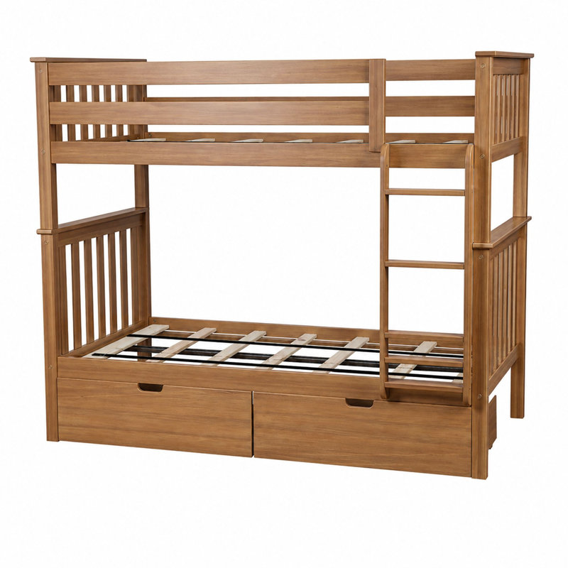 Lit superposé standard en bois massif Absecon, Pecan