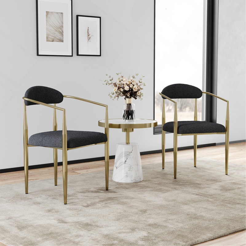 Ensemble de 2 chaises de salle à manger Woker, Noir, Doré