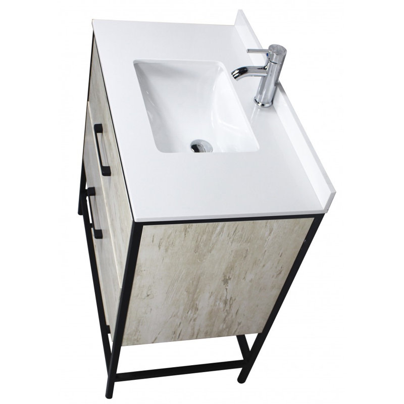 Ensemble de meuble-lavabo simple 32 po Christenbury, Chêne Vivo / noir