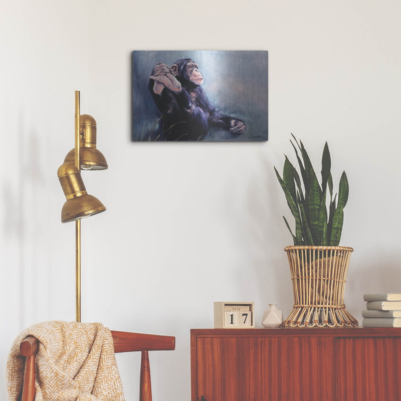 «C'est la Vie Chimp» par Robert Campbell, art mural en métal, H 16 po x l 24 po