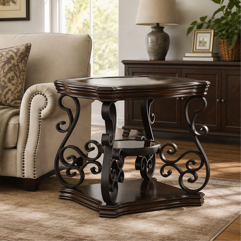 Table de bout - Merlot Bianca - 2 tablettes - plateau en verre