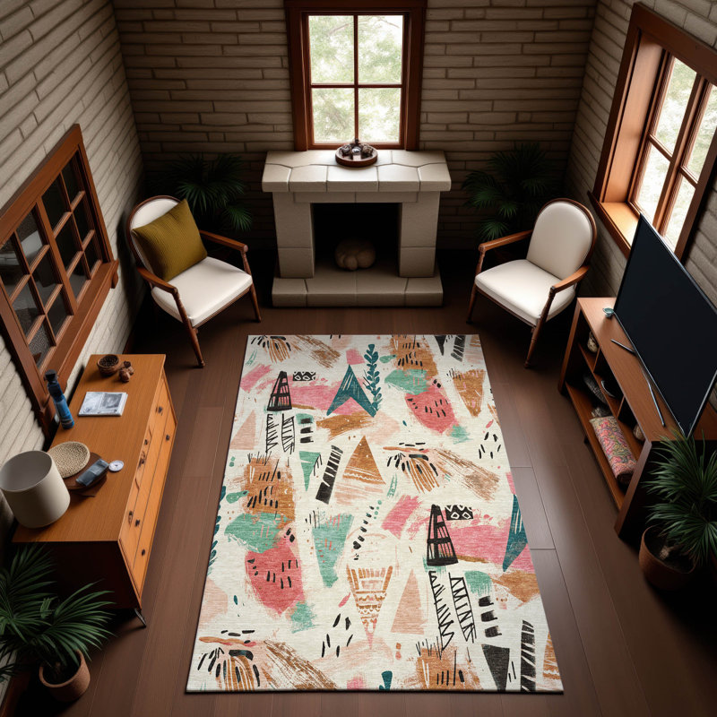 Tapis moderne de qualité supérieure lavable à la machine Harjo AMF1573, Rectangle 10 pi x 14 pi