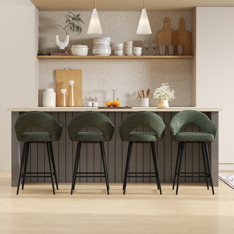 Tabouret de bar pivotant avec repose-pieds et tabouret de bar 27 po, Vert