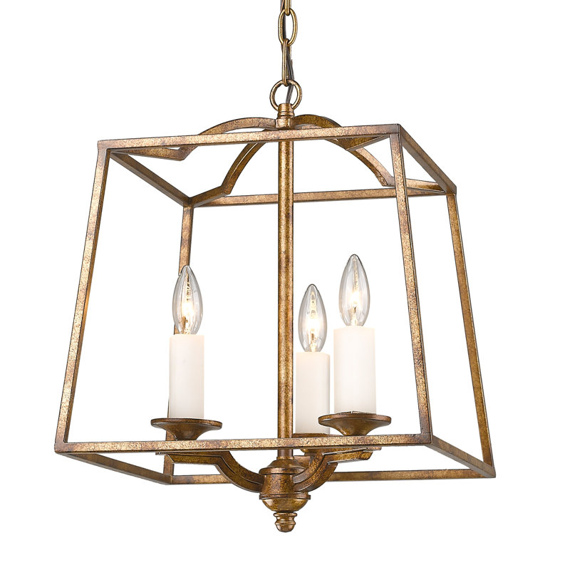 Lustre géométrique de style lanterne à 3 lumières Omero, 3, Or grec