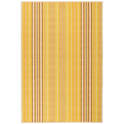 Sunflower Ticking Yellow Machine Washable Rug