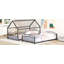 Lit superposé simple en métal avec glissade, lit pour enfant-1675189403