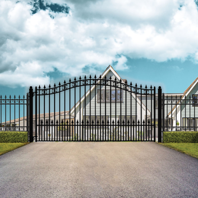 Steel Single Swing Driveway Gate - ST. LOUIS Style, 72" H x 192" W x 1.58" D