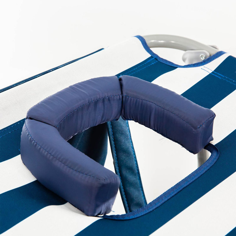 Folding Beach Chair, Striped Blue, 2