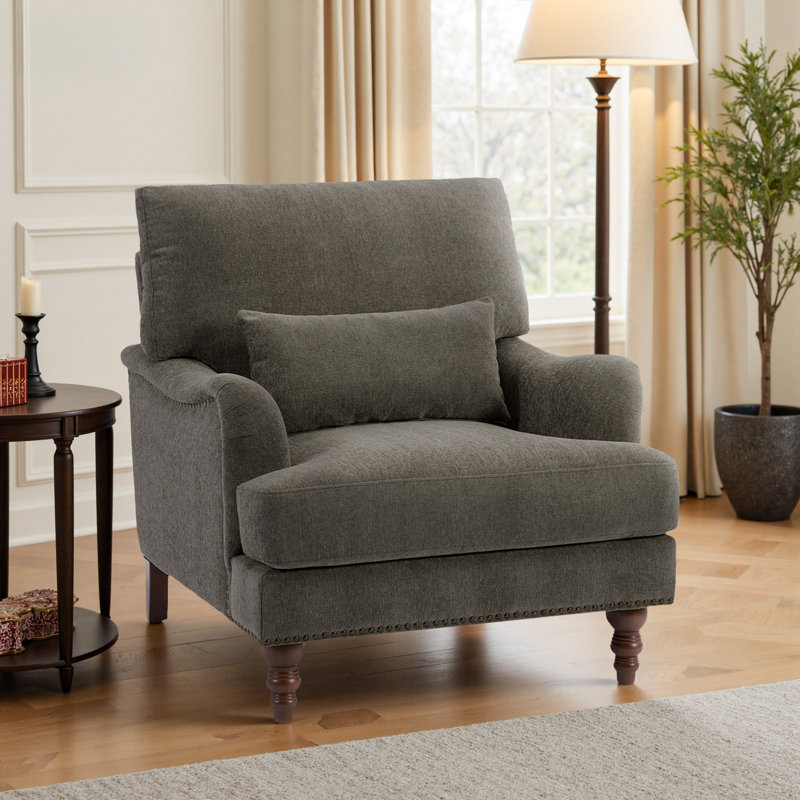 Fauteuil rembourré, Chenille brun clair