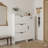 White Finish Shoe Storage Cabinet With Four Doors And One Drawer, Offering Large Storage Capacity