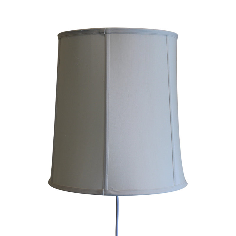 Abat-jour tambour en soie et chantoung H 15 po x l 14 po (araignée), Gris