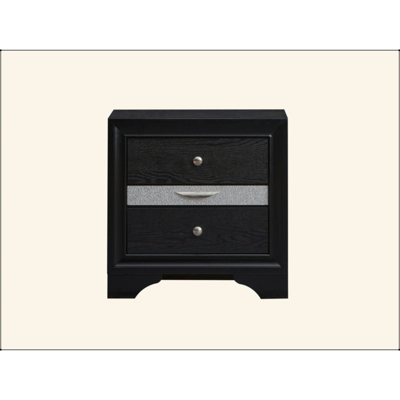 Table de chevet polyvalente avec beaucoup de rangement et une conception élégante pour la chambre à coucher, Noir