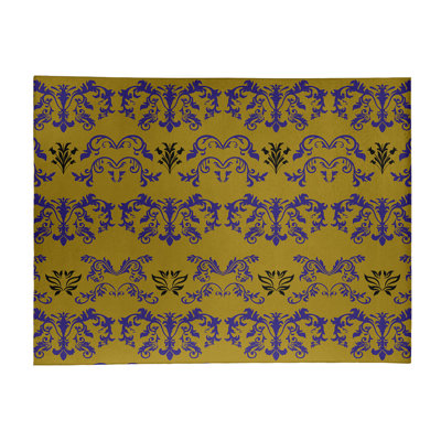 Tapis damassé jaune / mauve