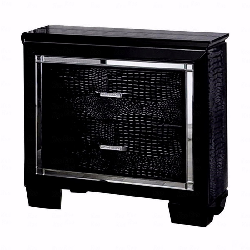 Table de chevet contemporaine 1 pièce 2 tiroirs Table de chevet à lumière DEL anglaise, Noir