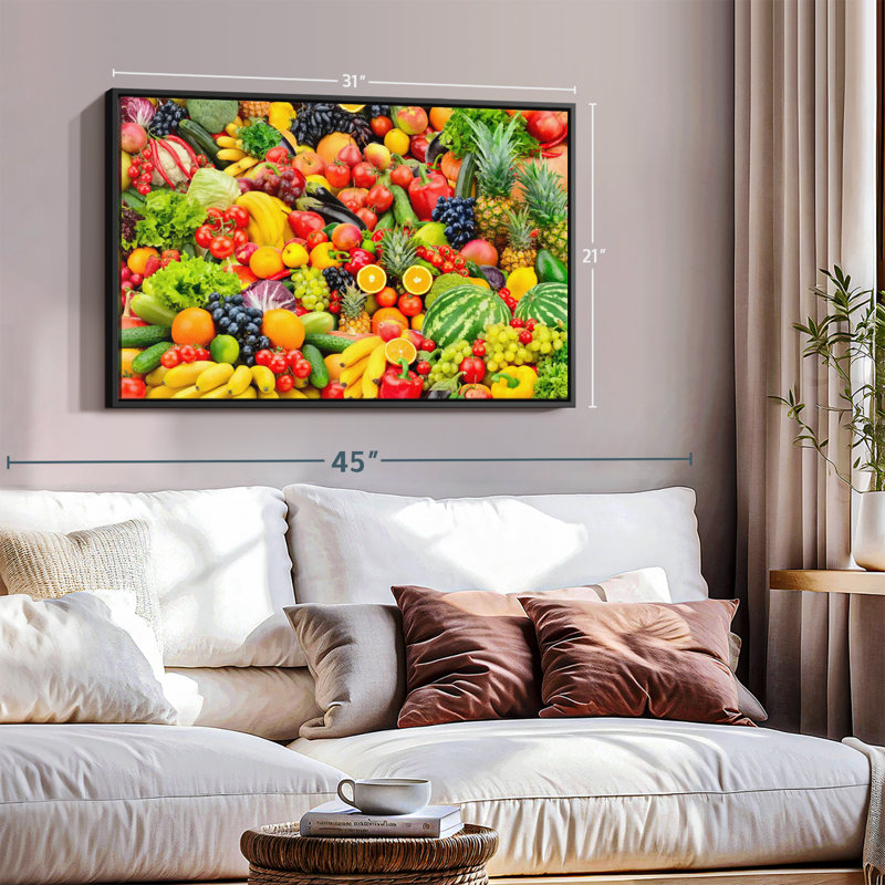 Impression sur toile de fruits et légumes frais, H 21 po x l 31 po