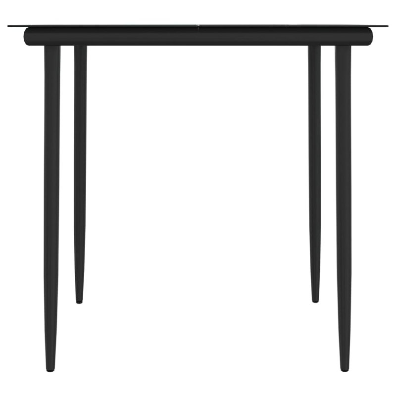  Table de salle à manger en acier thermolaqué noir, verre trempé moyen