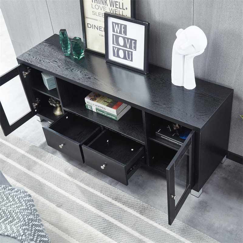 Meuble télé en bois avec console de rangement spacieuse pour le salon, la chambre à coucher et les espaces de divertissement
