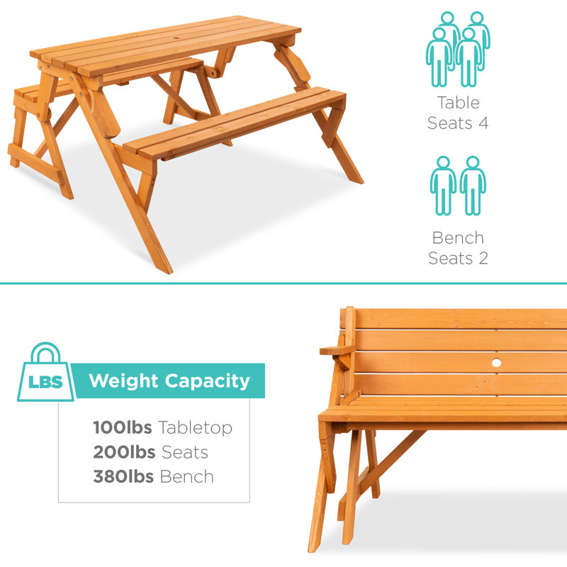 Muneo Rectangular Folding Outdoor Picnic Table With Umbrella Hole , 57'' in. W 54'' in. D