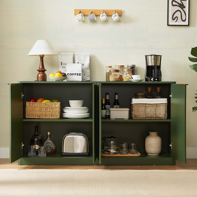 Modern Wavy Storage Cabinet for Kitchen,Bedroom,and Living Room, Green