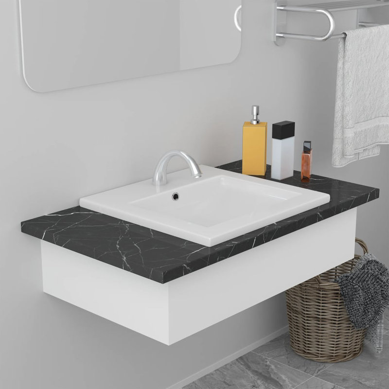 VidaXL Wash Basin Built-in Sink Vanity Sink Bathroom Basin Bath Sink Ceramic, 16.5" x 15.4" x 7.1"