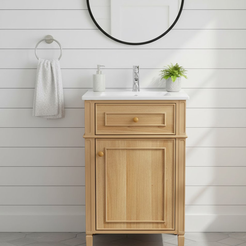 Modern Freestanding Compact Bathroom Vanity, Wood, Wood
