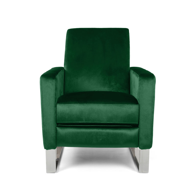 Arvin Push Back High Metal Leg Recliner, Emerald