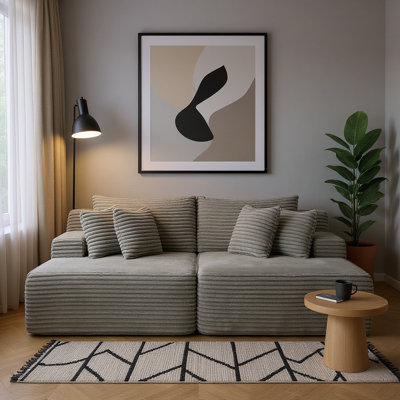 Causeuse moderne rembourrée de mousse de velours côtelé noir