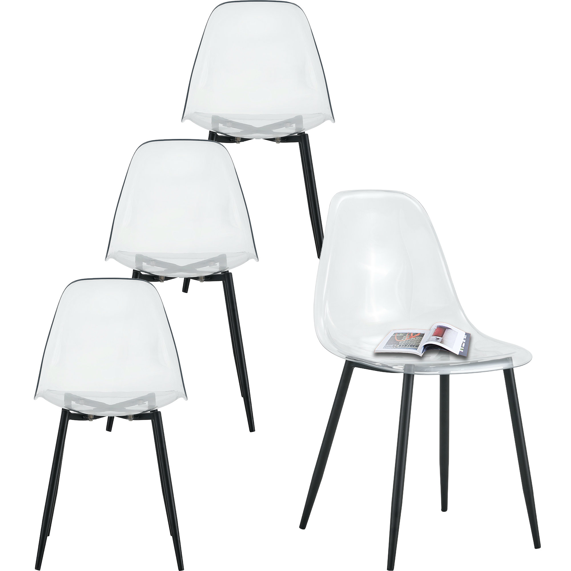 Orren Ellis Modern Simple Transparent Dining Chair (Set of 4) - Wayfair ...