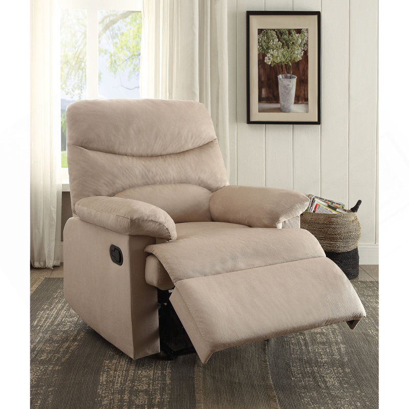 Fauteuil inclinable beige avec accoudoirs coussinés, Tissu beige
