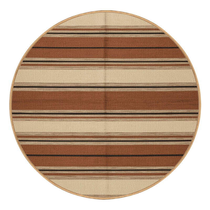  Tapis rayé lavable rayé crème, Rond 8 pi