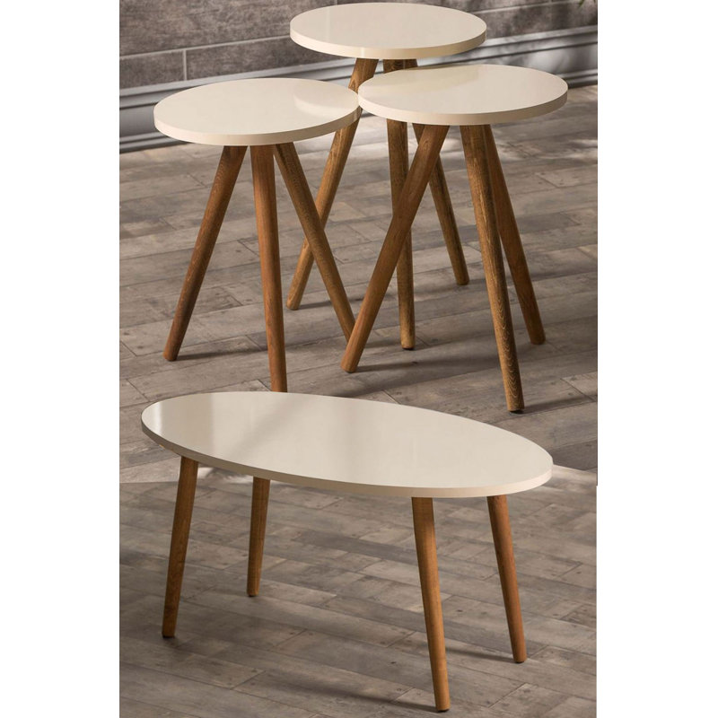 Jadyn Living Room Table Set, Cream White