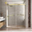 Porte de douche coulissante double 56-60 "x 76" en nickel brossé, verre trempé sans cadre 3/8 "-126410674