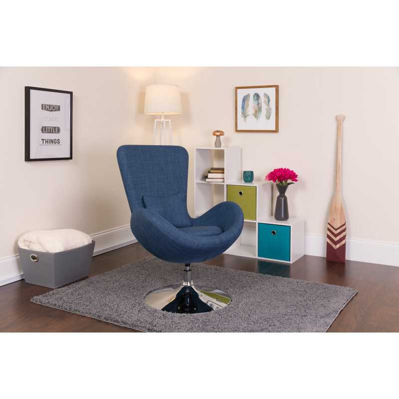 Marilo LeatherSoft Swivel Side Reception Chair with Bowed Seat - Guest Seating, Blue