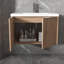 Lavabo de meuble-lavabo en résine 30 po - Contreplaqué, portes à fermeture douce, style moderne, poignée de rangement spacieuse en rouille, rangement, chêne imitation