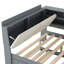 Lit plateforme en bois avec lit gigogne, tablettes et tête de lit