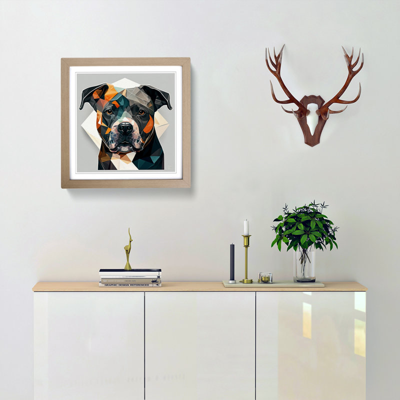 Staffordshire Bull Terrier Bauhaus - Single Picture Frame Print on Wood