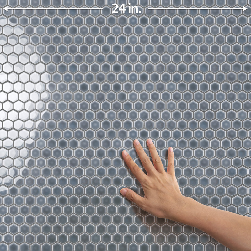 Hudson 1" Hex 11-7/8 " x 13-1/4 " Porcelain Mosaic Floor and Wall Tile, Imperial Gray