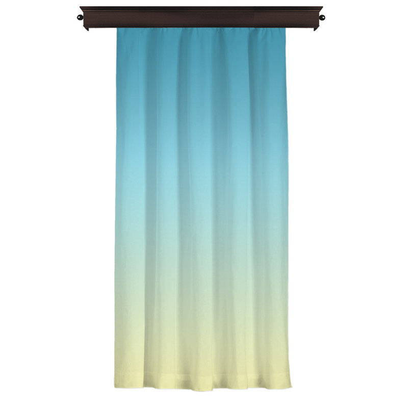Rideau en polyester Asmah, Jaune / Bleu, L 55 po x L 102 po