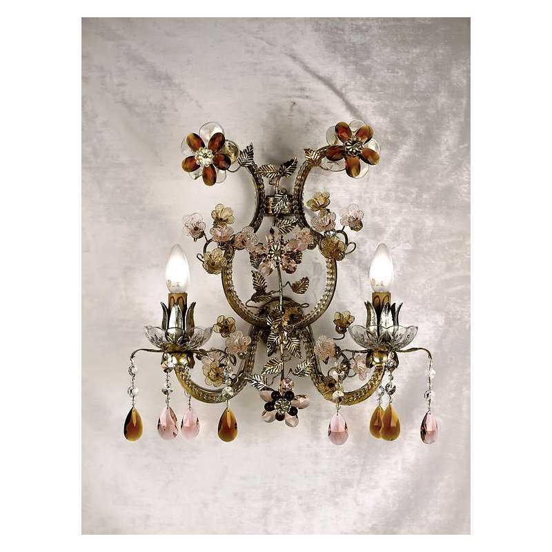 Applique murale à 2 lumières pour bougie, Bohème transparent