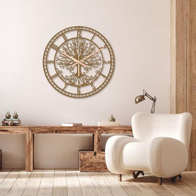 Horloge murale ronde en métal Tree Of Life